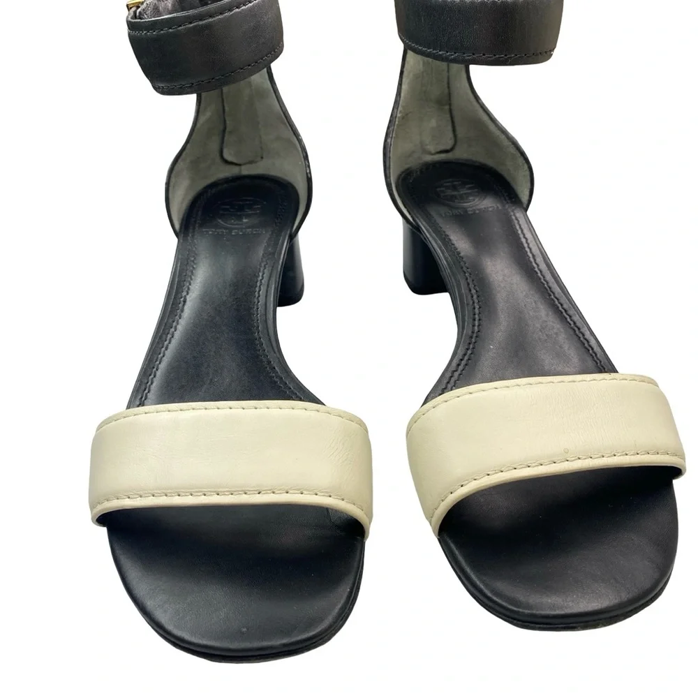 Tory Burch Tana leather Elegant Black and Cream Women's Sandals